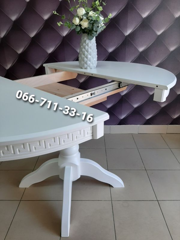 Обідній комплект КАРПАТИ - круглий / білий / Сірий Однотон