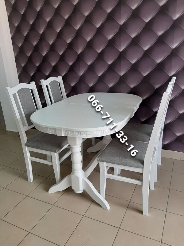 Обідній комплект ГОВЕРЛА / білий / Сірий Однотон