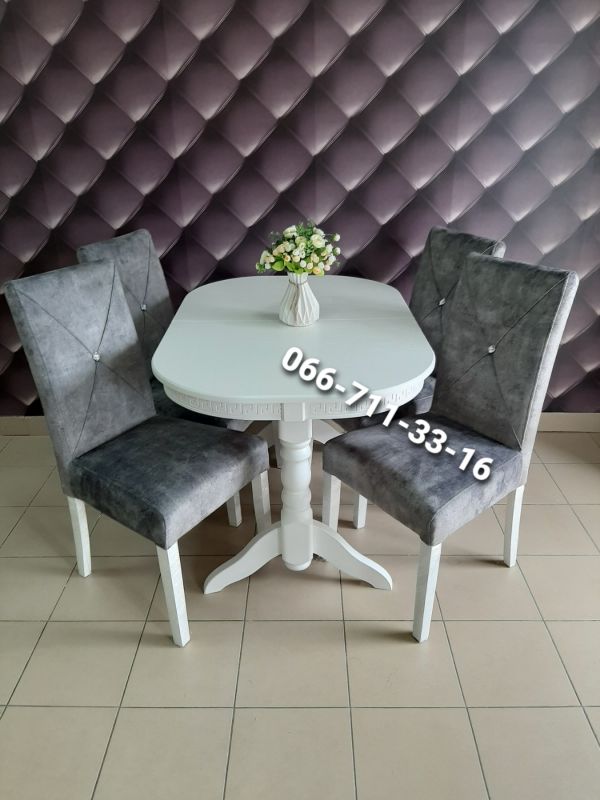 Обідній комплект ГОВЕРЛА + ДІМАС / білий / Сірий