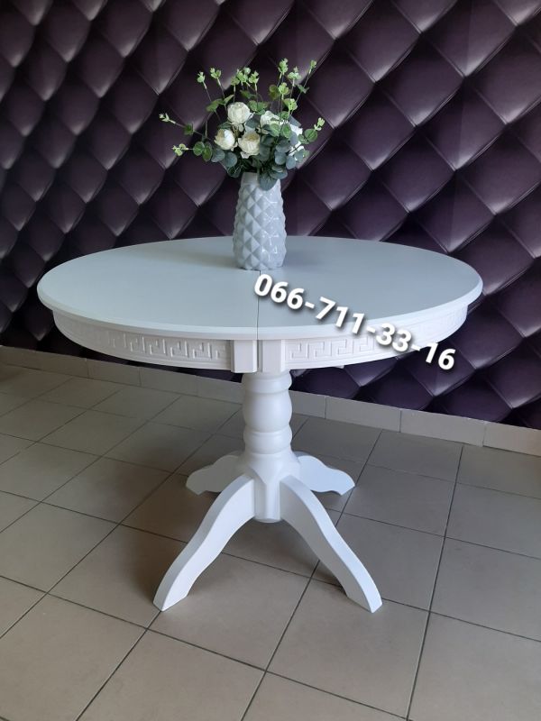 Обідній комплект КАРПАТИ - круглий / білий / Сірий Однотон