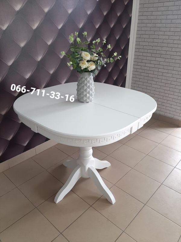 Стіл Говерла 1-ніжка / м’який-квадрат / білий