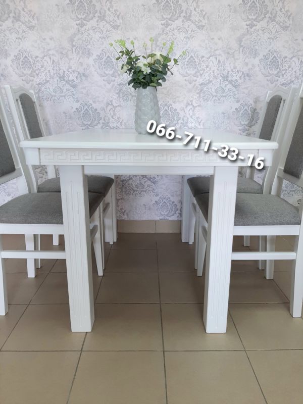 Обідній комплект ЄВРОПА / білий / Сірий Однотон