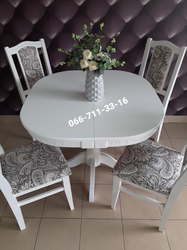 Обідній комплект ГОВЕРЛА / 1-ніжка / білий / Монако