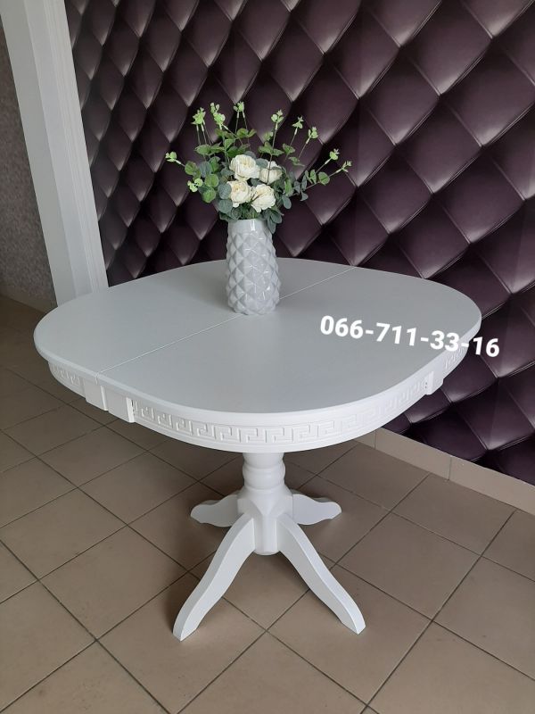 Стіл Говерла 1-ніжка / м’який-квадрат / білий