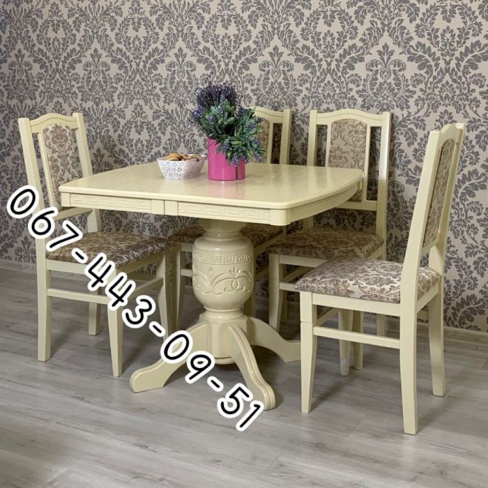 Стіл ВЕРСАЛЬ / пів-овал / слонова кістка