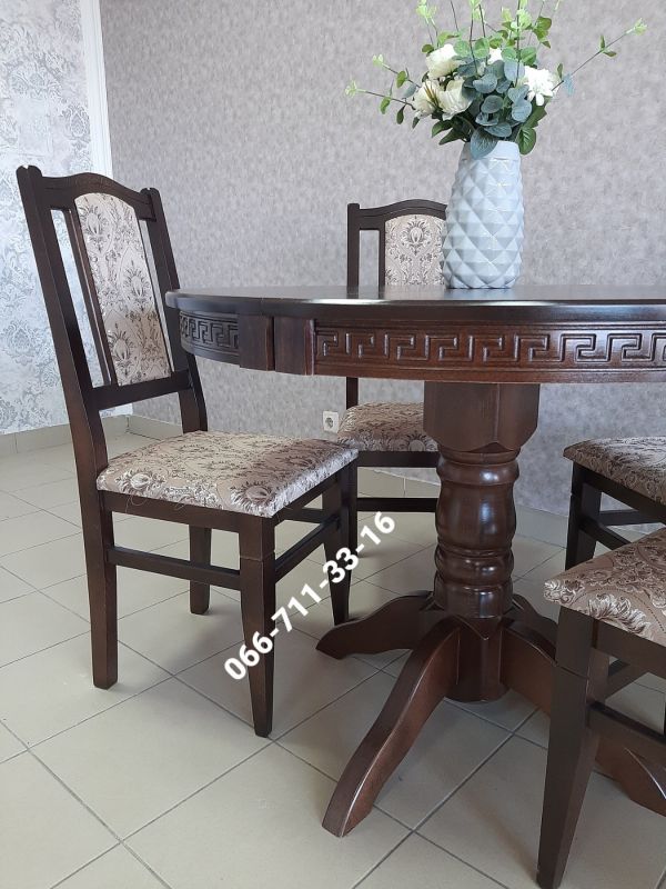 Обідній комплект КАРПАТИ - круглий / горіх темний / Рояль V-2