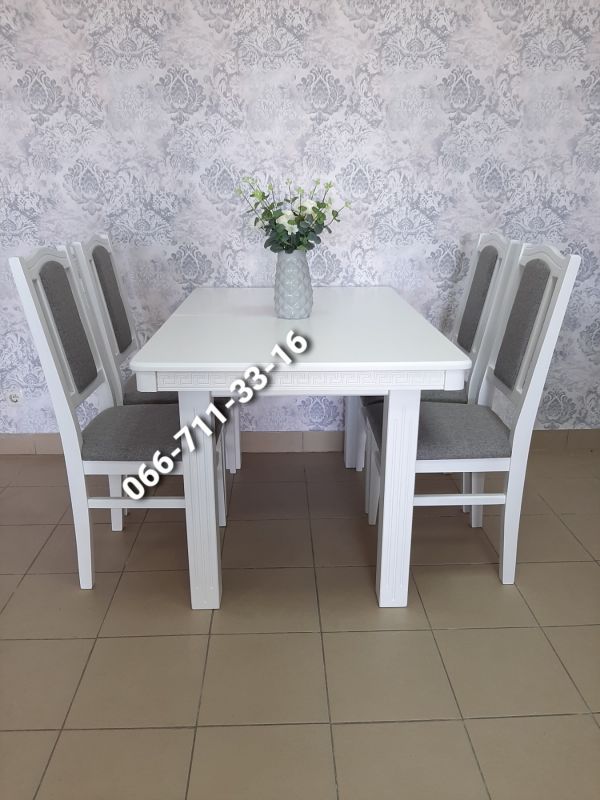 Обідній комплект ЄВРОПА / білий / Сірий Однотон