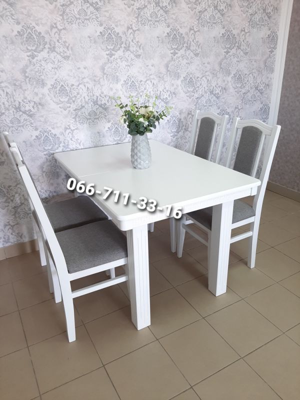 Обідній комплект ЄВРОПА / білий / Сірий Однотон