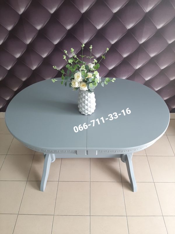 Стіл КАРПАТИ / овальний / сірий-7045