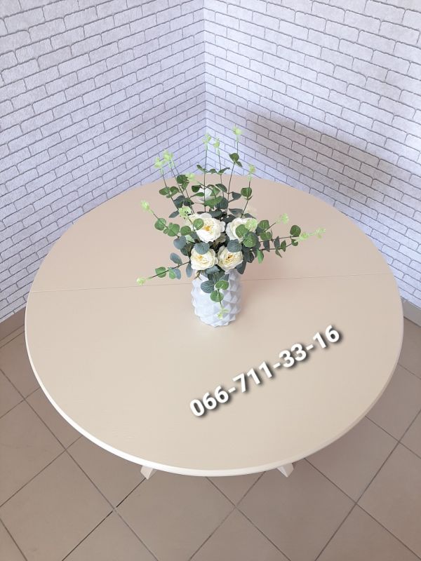 Стіл КАРПАТИ-круглий / слонова кістка