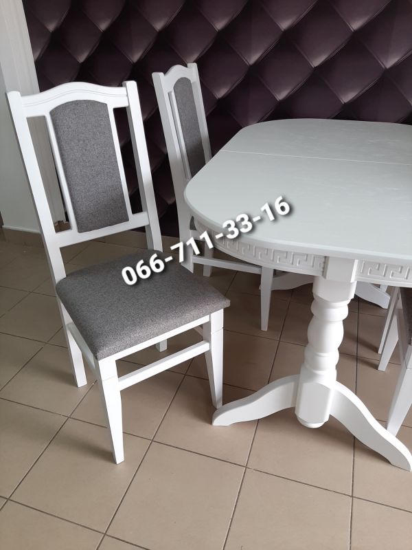 Обідній комплект ГОВЕРЛА / білий / Сірий Однотон