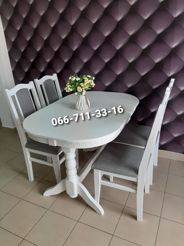 Обідній комплект ГОВЕРЛА / білий / Сірий Однотон