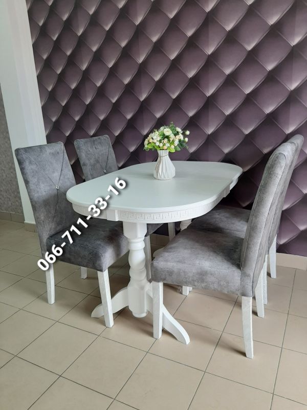 Обідній комплект ГОВЕРЛА + ДІМАС / білий / Сірий