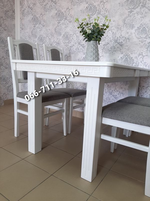 Обідній комплект ЄВРОПА / білий / Сірий Однотон