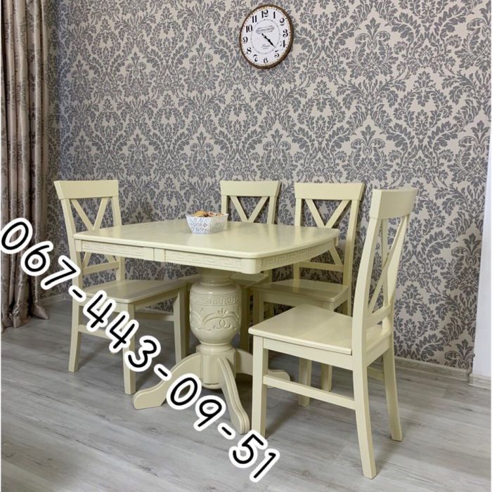 Стіл ВЕРСАЛЬ / пів-овал / слонова кістка